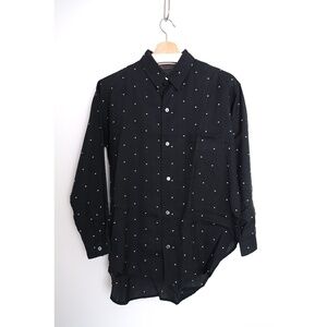 Yohji Yamamoto - 1980s Rayon Embroidered Pin Dot Workshop Shirt